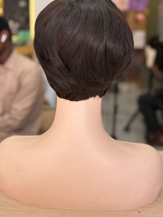 Perruque Coupe Pixie Courte Rouge - Cheveux Humains 100% - Lisse et Élégante