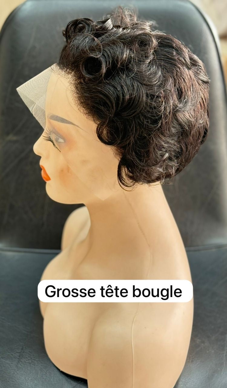 Perruque Courte Vintage Hollywood - Boucles Rétro - Cheveux Humains 100%