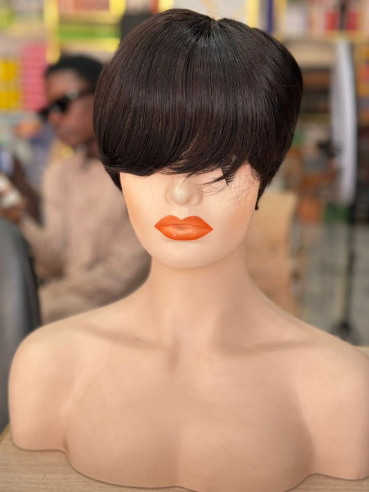 Perruque Coupe Pixie Courte Rouge - Cheveux Humains 100% - Lisse et Élégante