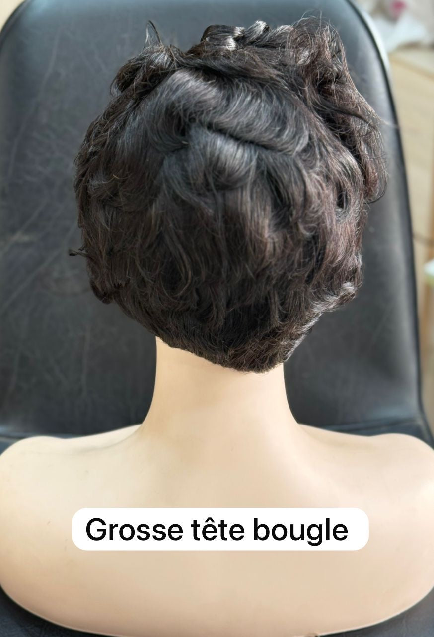 Perruque Courte Vintage Hollywood - Boucles Rétro - Cheveux Humains 100%