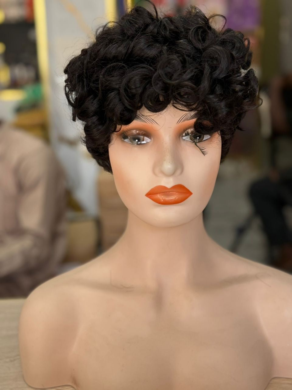 Perruque Bouclée Courte Sans Frontal - Cheveux Naturels 100% - Petite Tête